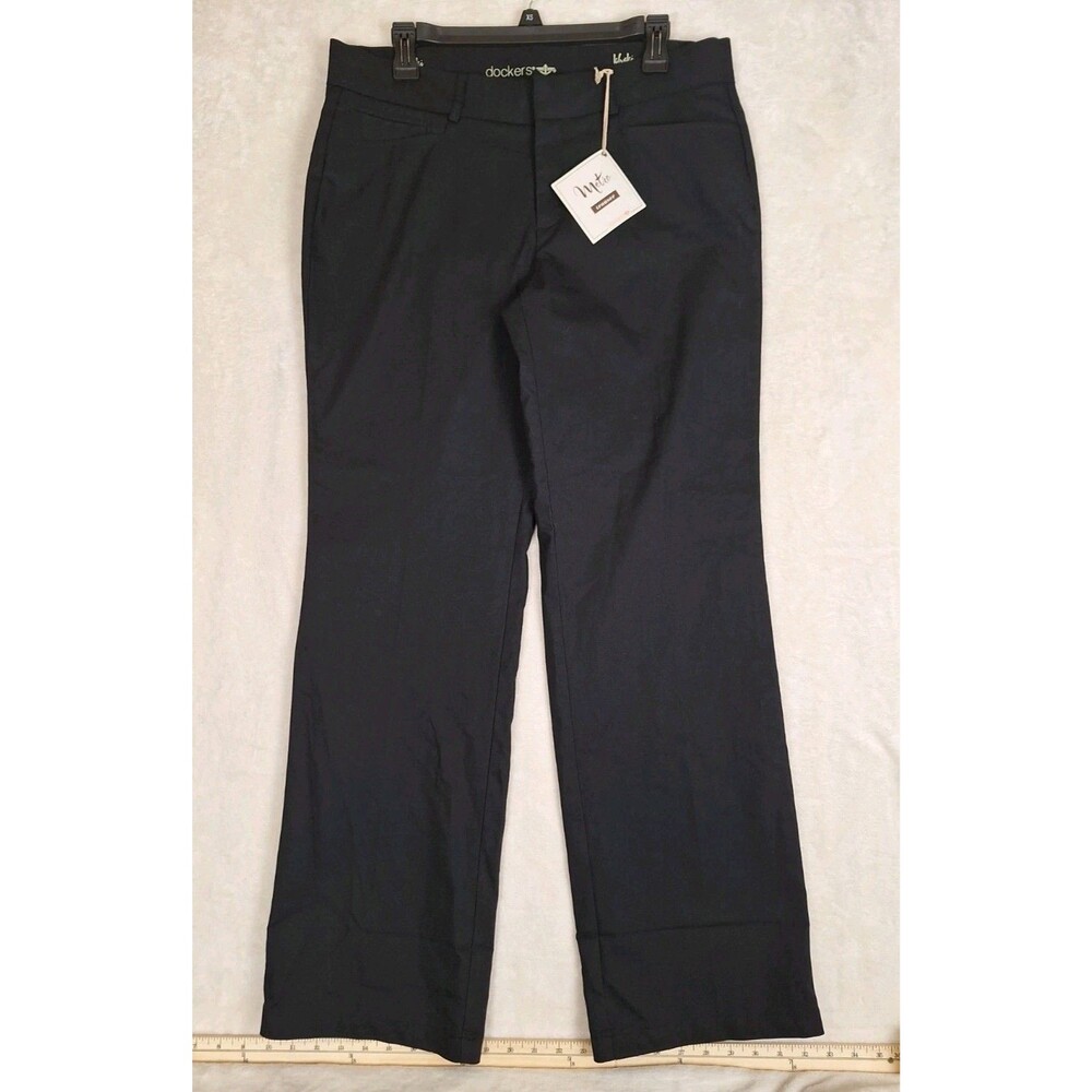 Dockers Metro Trouser Pants Womens 12 Medium Black Stretch Khaki Dress Career